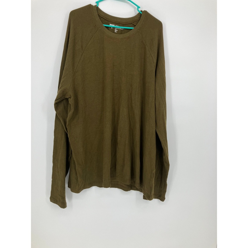 Nordstrom Rack Mens Thermal Shirt XL Olive Green Waffle Knit Raglan Long Sleeve